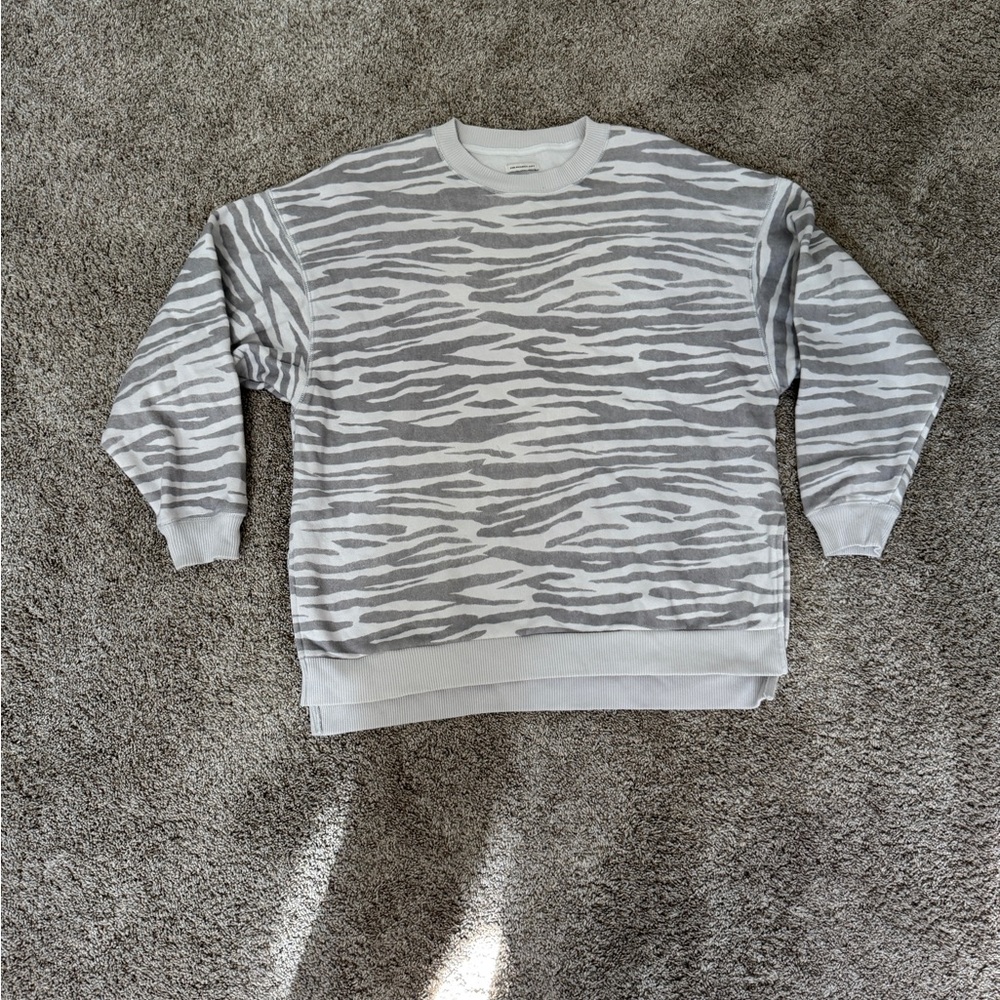 American Eagle Outfitters Gray Zebra Print Sweatshirt